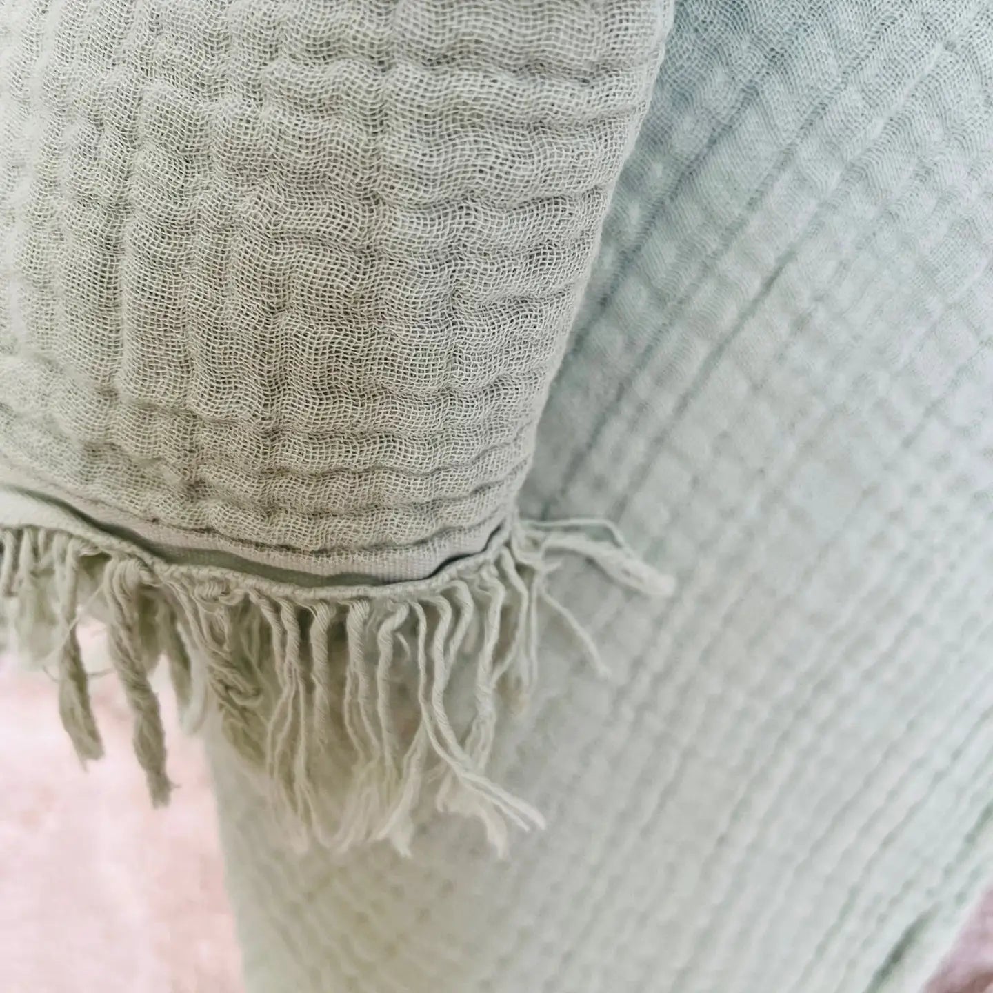 Mama and Tochter Organic Cotton Muslin 4 Layer Throw Blanket - Sage Green