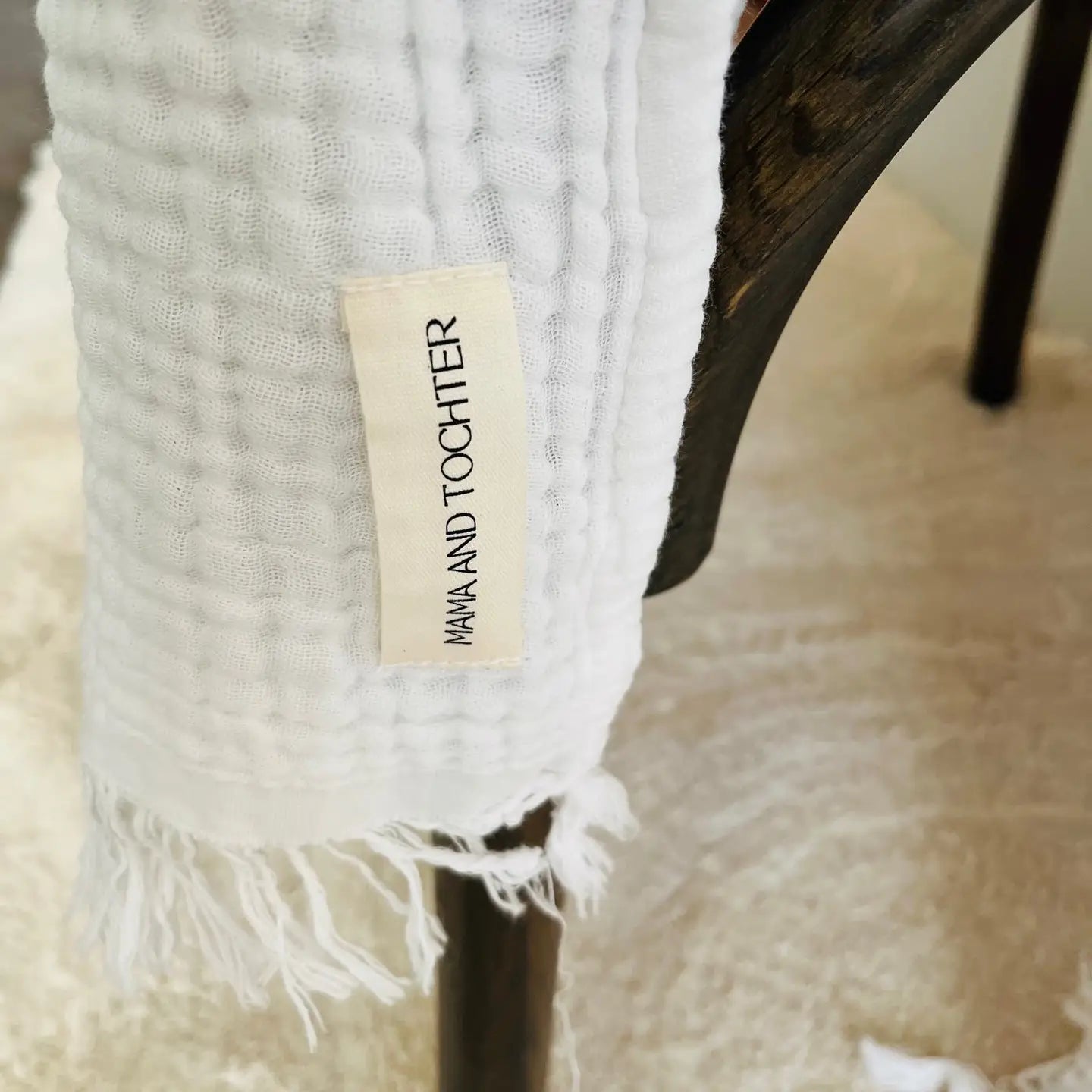 Mama and Tochter Organic Cotton Muslin 4 Layer Throw Blanket - White