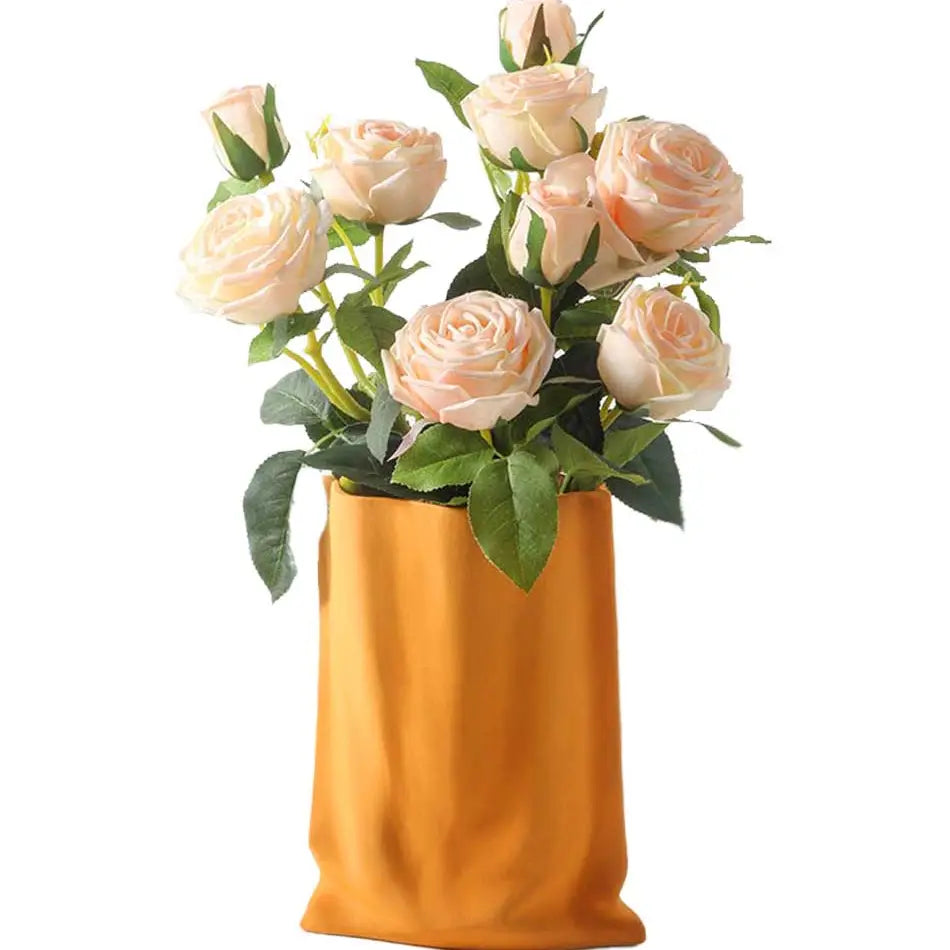 Le Papier Orange Paper Bag Ceramic Vase